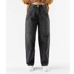 James Street Co Cargo Barrel Jeans Washed Black Sz 25 NWT